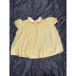 Vintage Best & Co Liliputian Bazaar Yellow Smocked Baby Dress Peter Pan Collar
